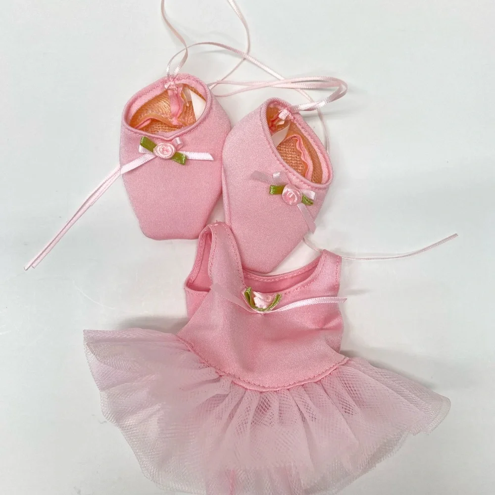 Pink Ballerina Dress & Red Cheer Outfit Set for Dolls or Small Build a Bear